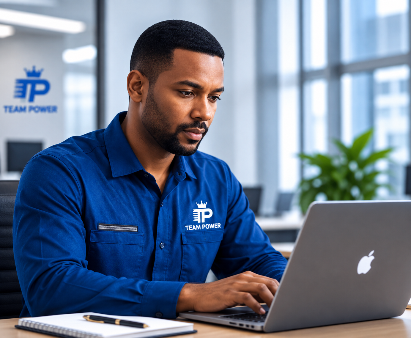 IT professional working on a laptop